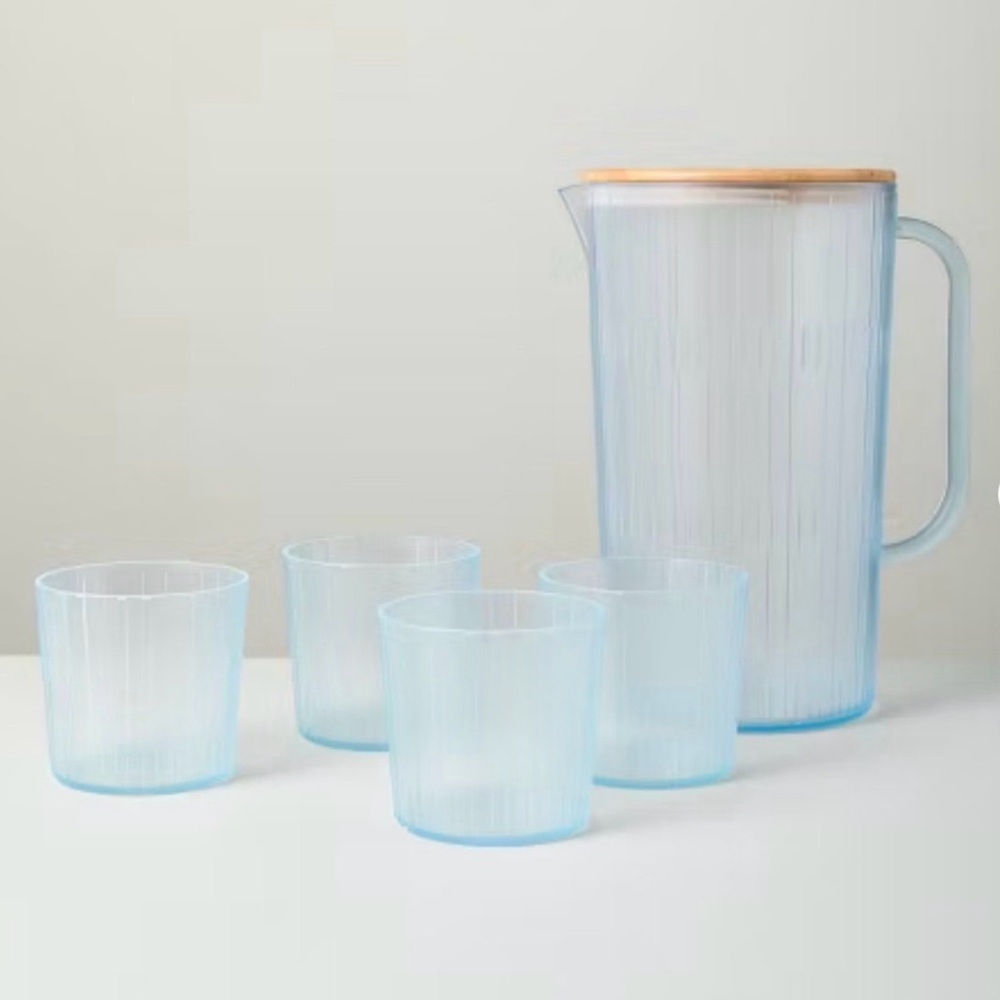 3L Acrylic Beverage Pitcher and Cup Set Blue - Hearth & Hand™ with Magnolia